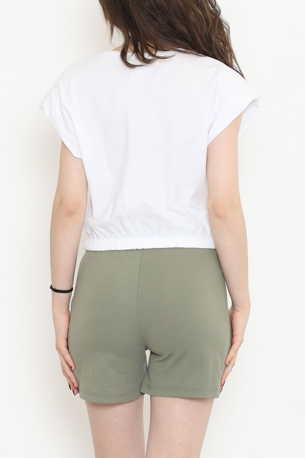 Crop T-shirt with Elastic Waist White - 16552.1567.