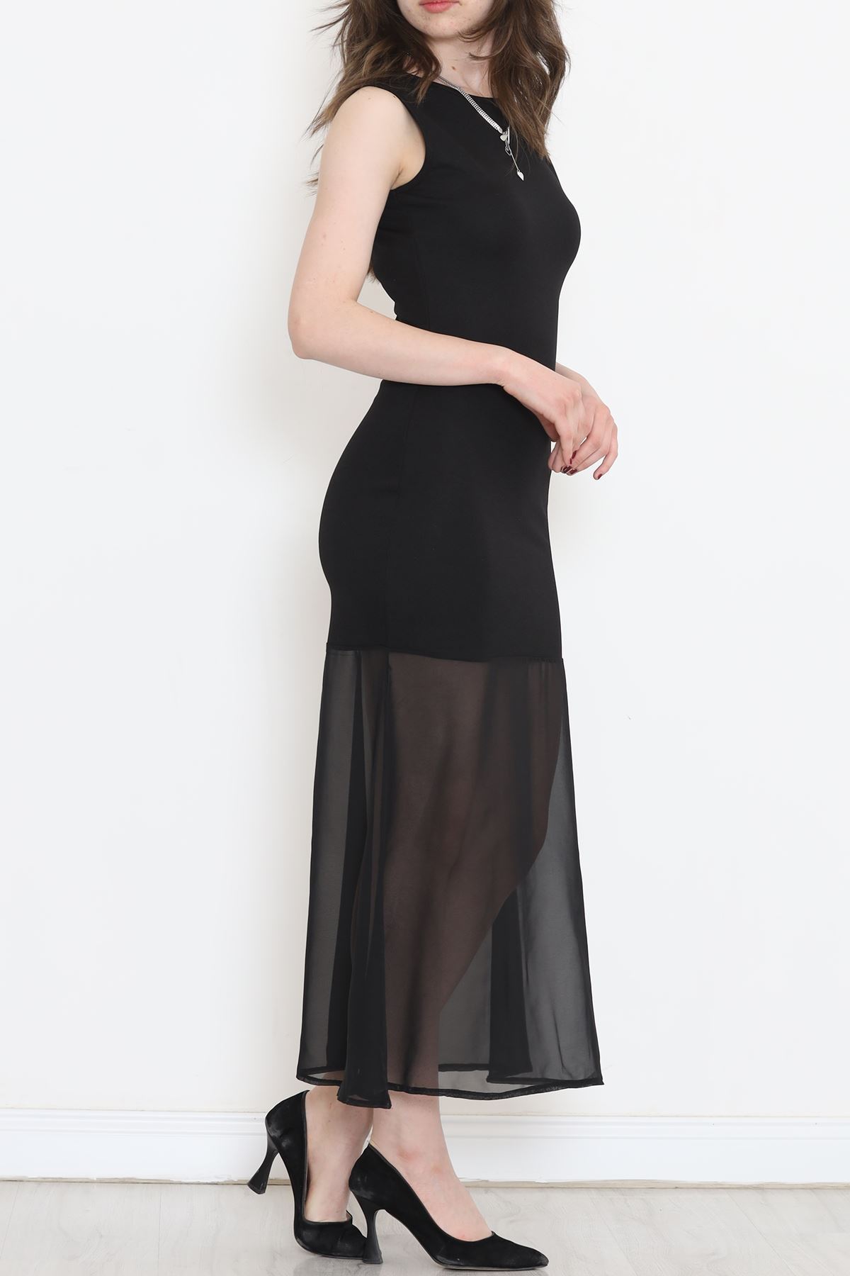 Dress with Tulle Hem Black - 16674.631.