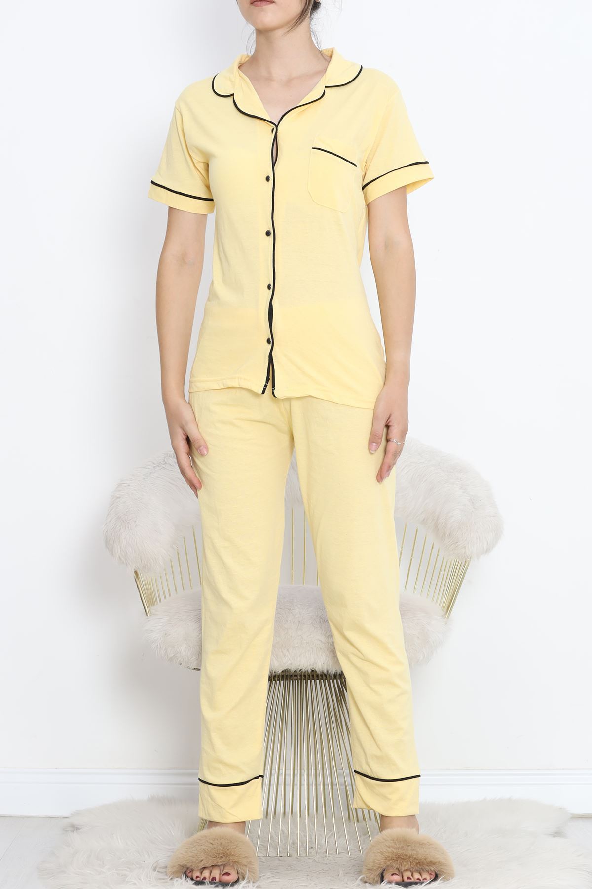 Pajama Set with Front Pocket Yellow Black - 11404.1048.