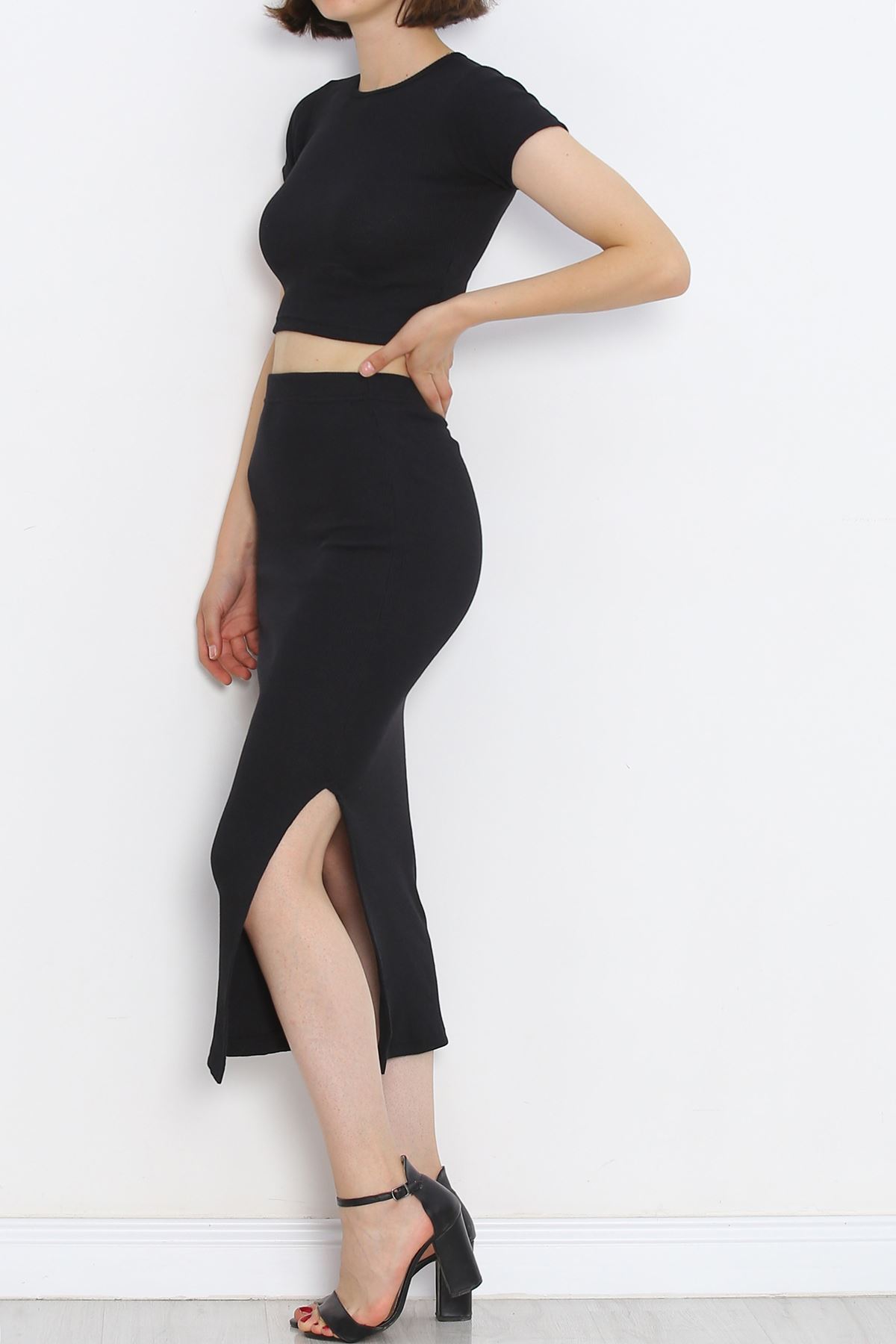 Skirt Set with Slits Black - 10986.1567.