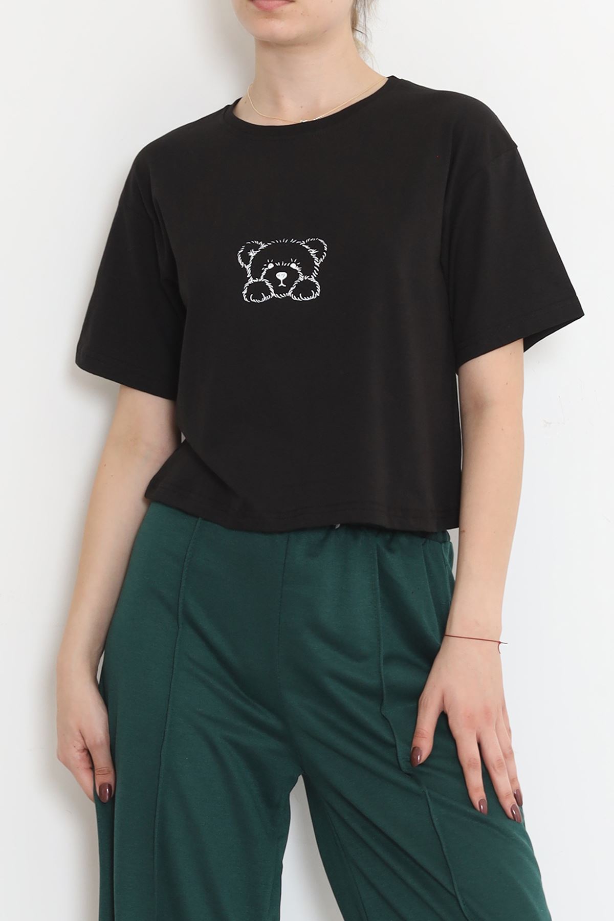 Crew Neck Crop T-shirt Black - 16476.1567.