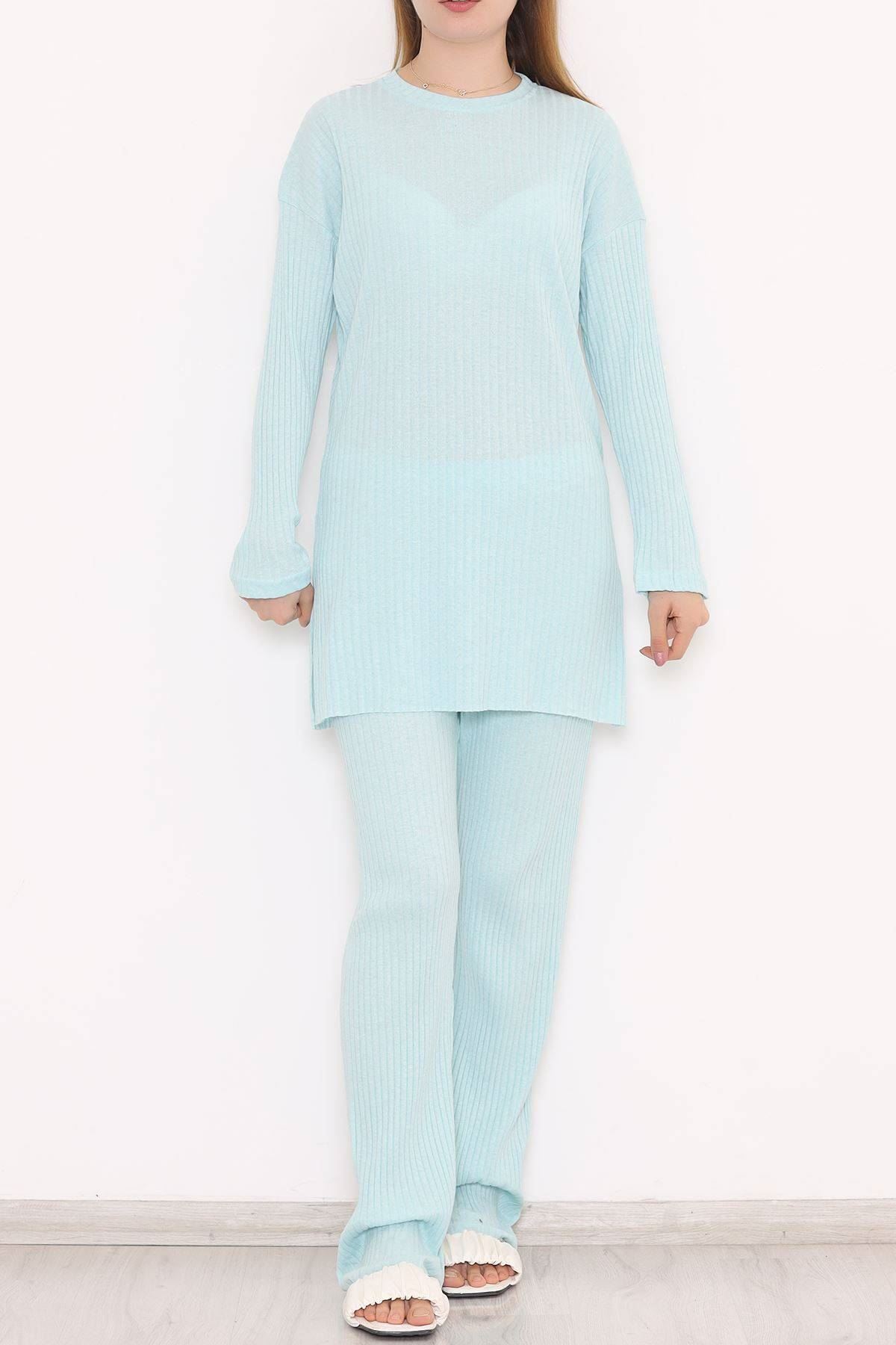 Long Sleeve Fitted Suit Turquoise - 10147.1567.