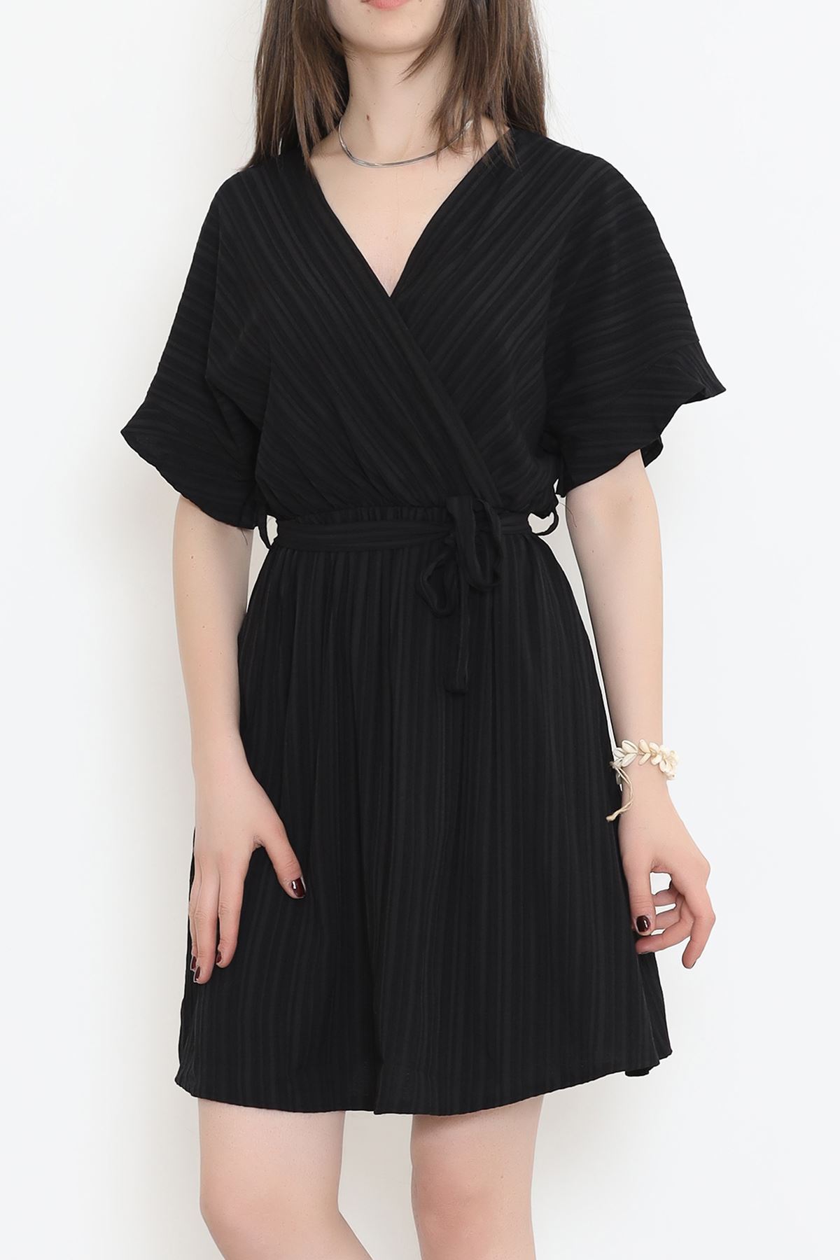 Double-breasted Collar Dress Black - 17368.701.