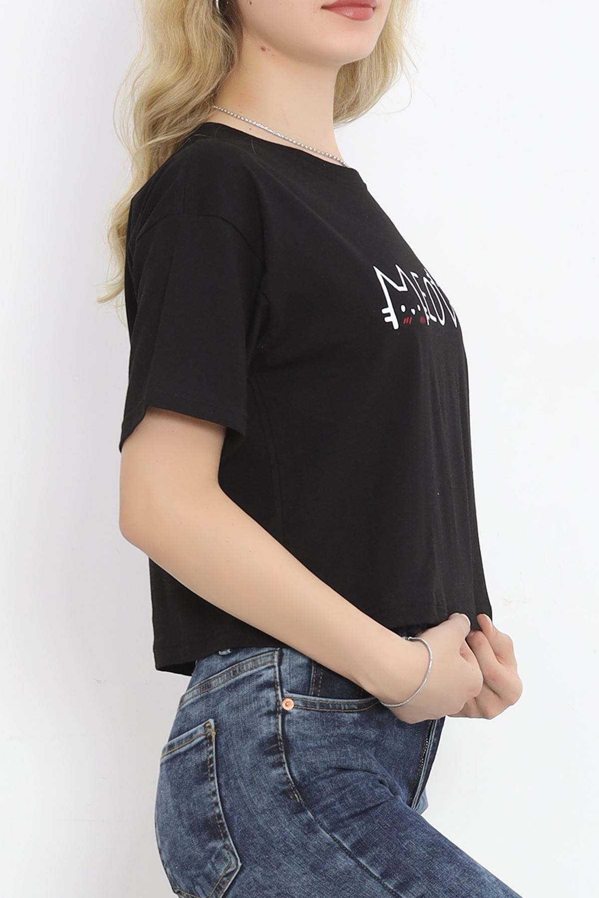 Printed Crop T-shirt Black - 16475.1567.