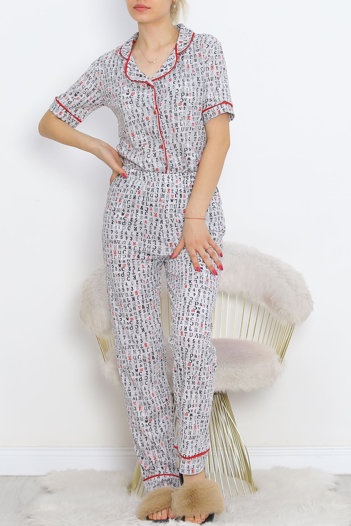 Button Pajama Set Gris Black - 18948.1567.