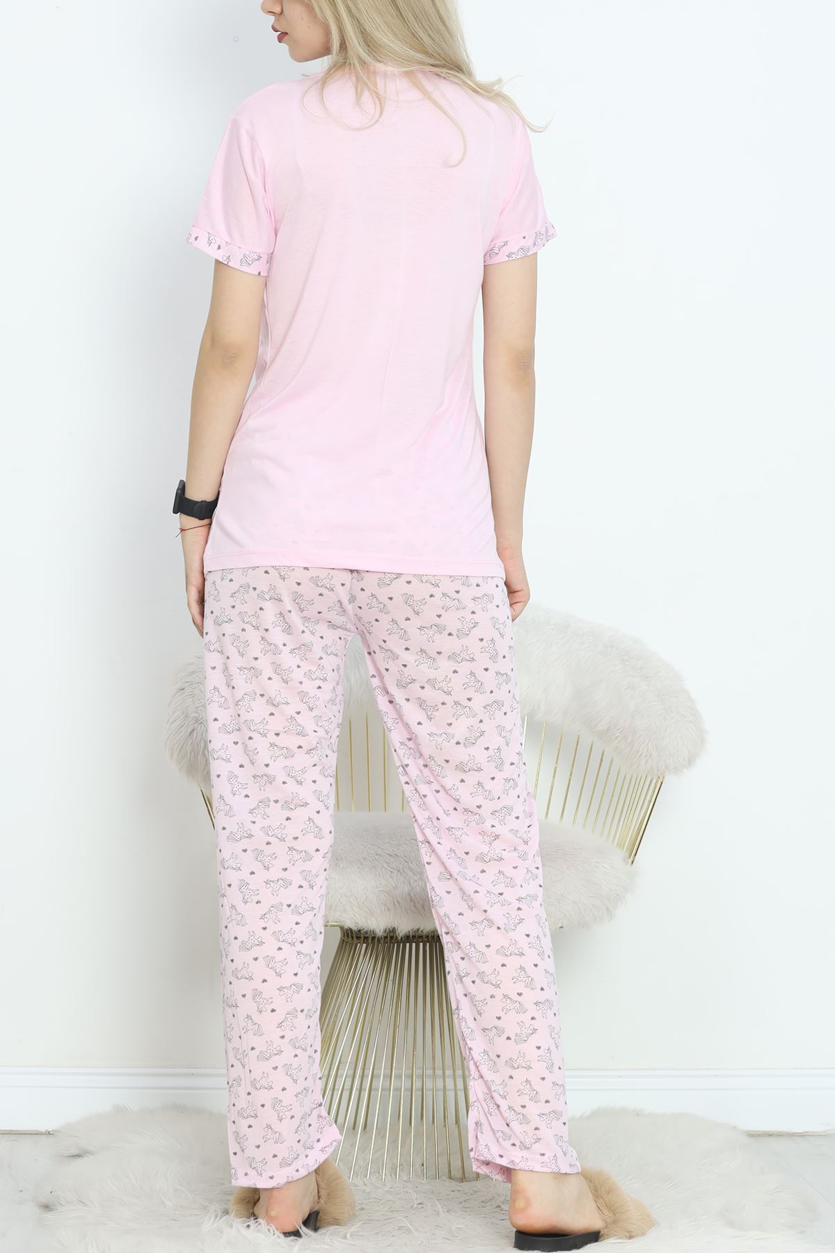 Poliviskon Crew-Neck Pajama Set Pembegri - 301.1287.