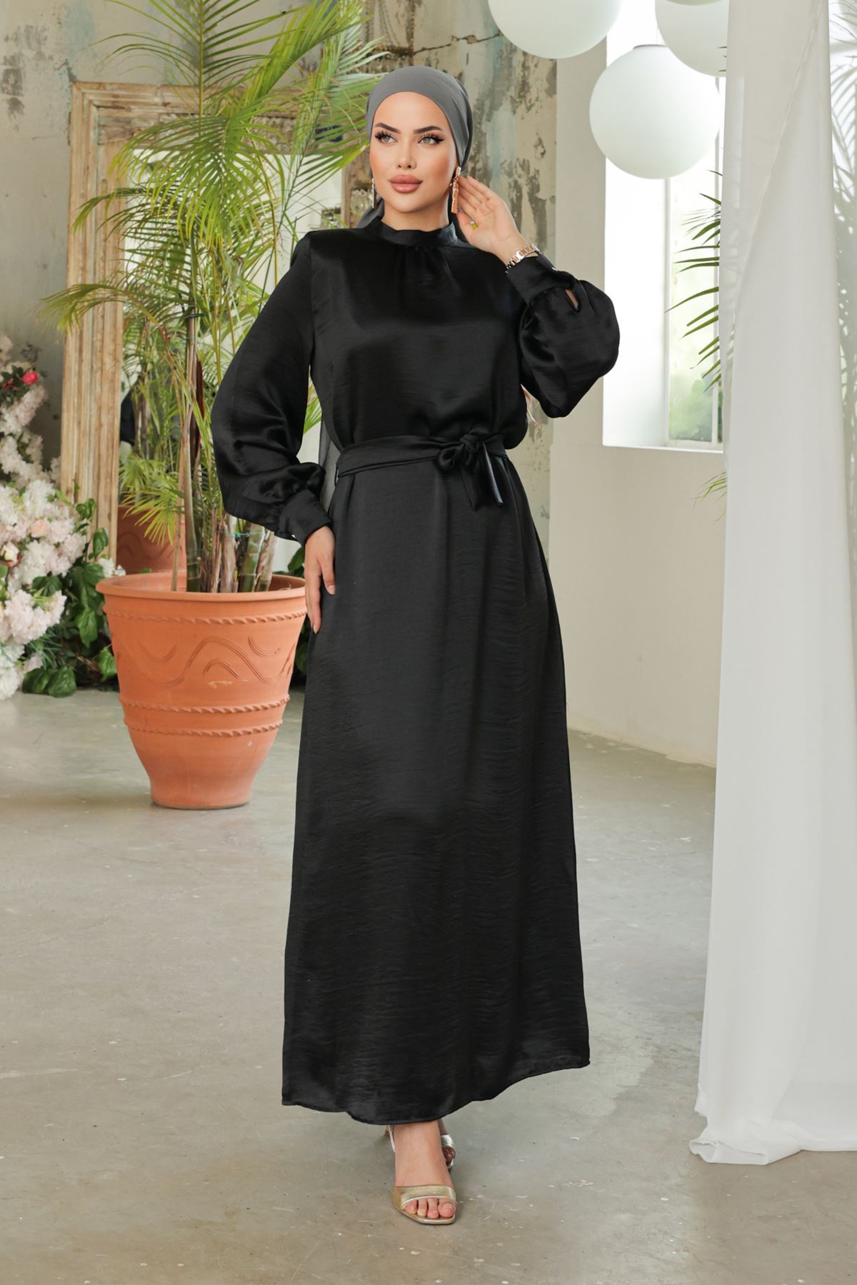 Satin Dress Black - 20329.1778.