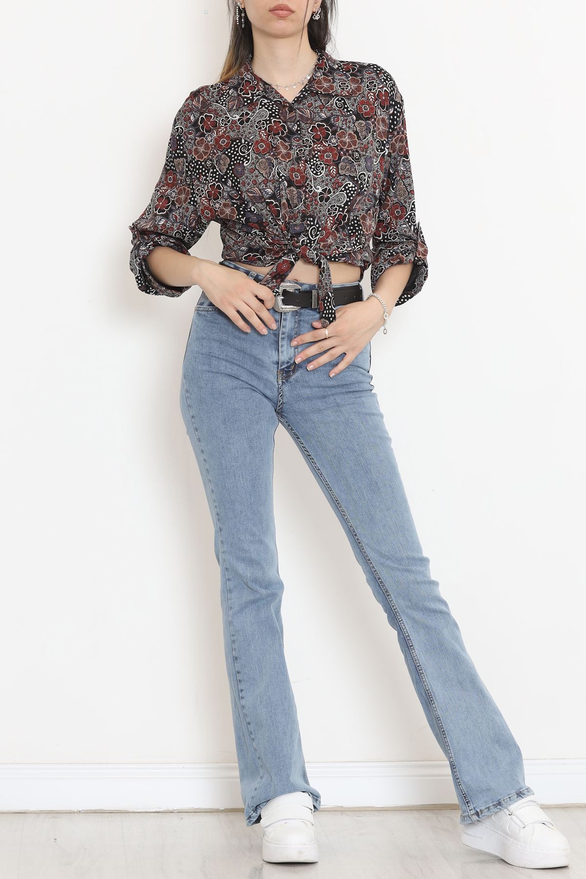 Viscose Patterned Shirt Black-Brown2 - 17112.701.