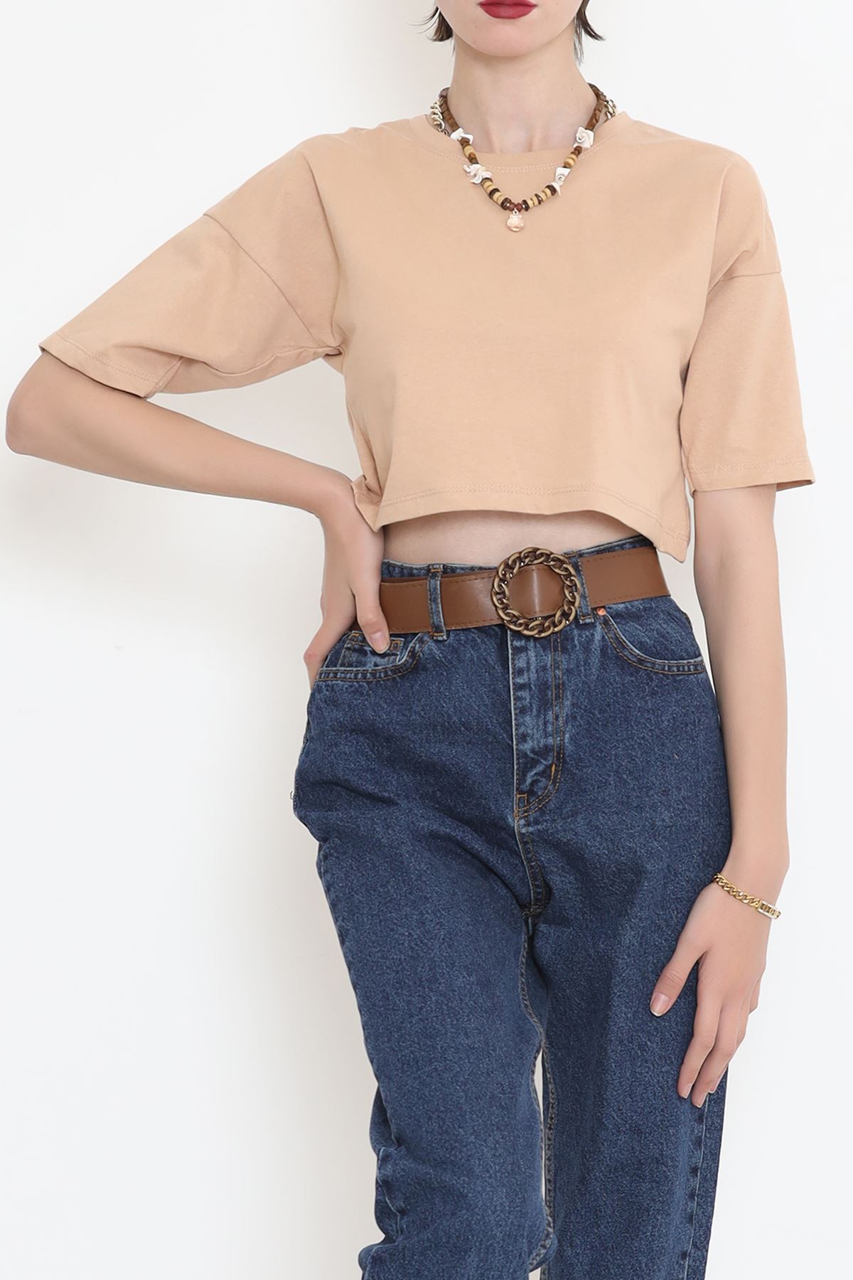 Single Jersey Crop T-shirt Mink - 1111.1567.