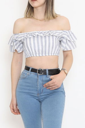 Striped Crop Blouse White-smoked - 18426.631.