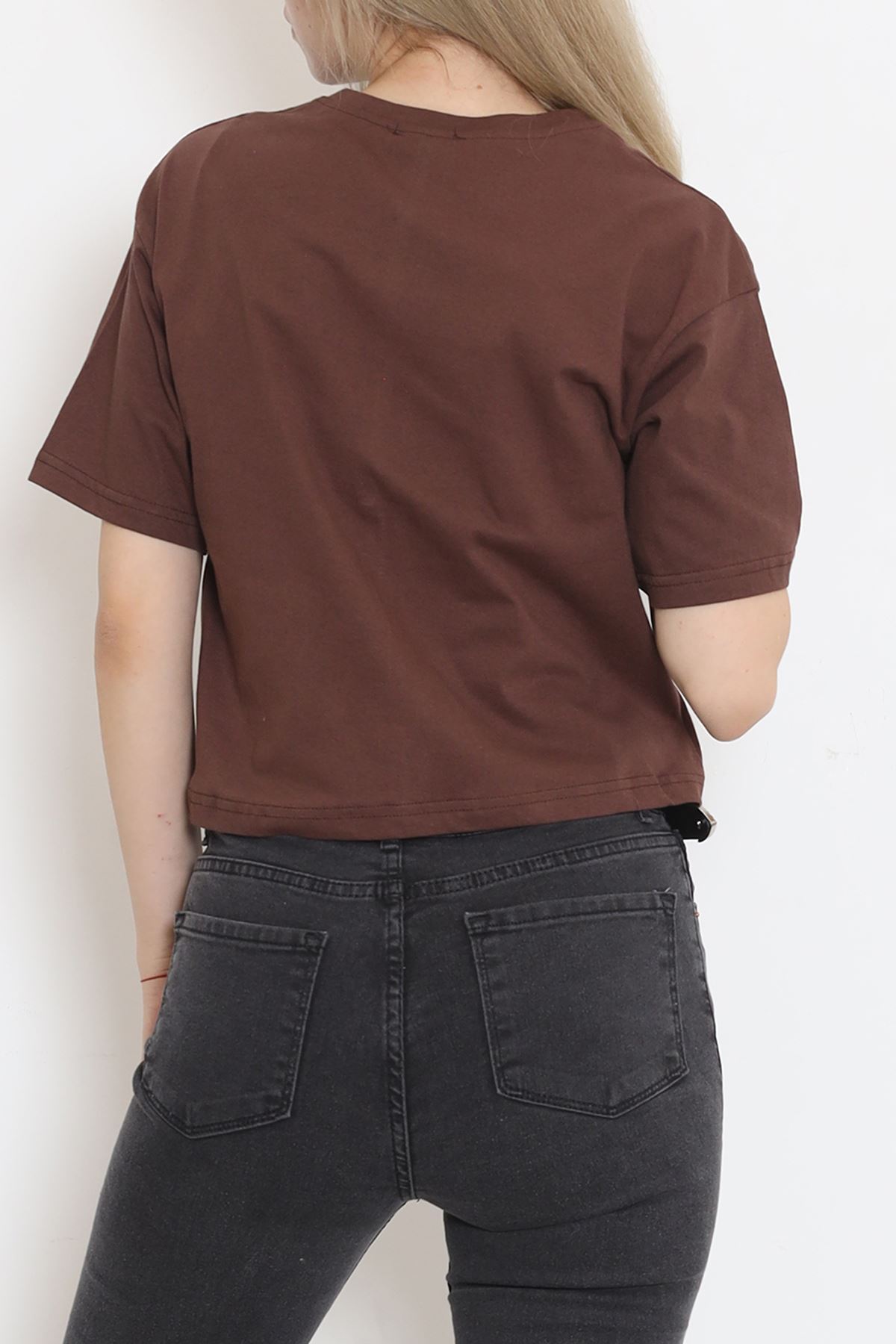 Crew Neck Crop T-Shirt Coffee - 16476.1567.