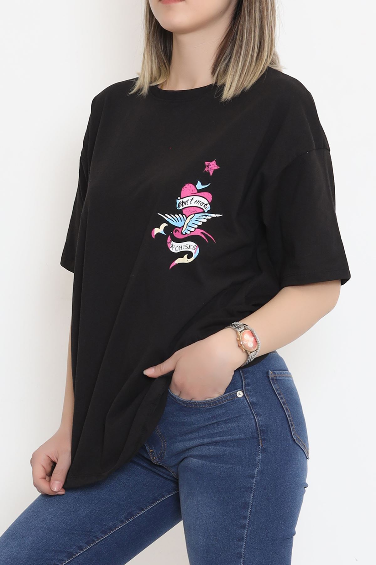 Front Back Printed T-Shirt Black - 16497.1567.