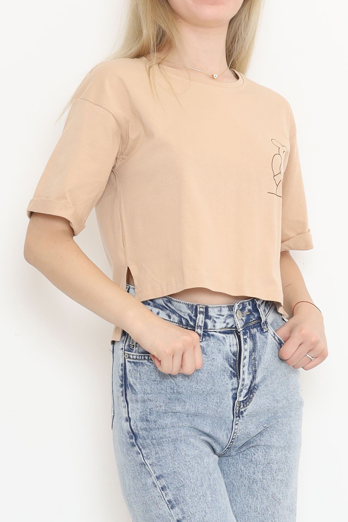 Printed Crop T-shirt Mink - 16491.1567.