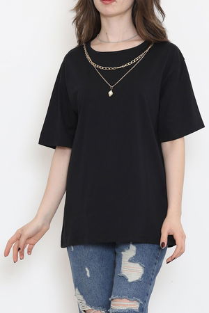 Necklace Detailed T-Shirt Black - 2520.555.