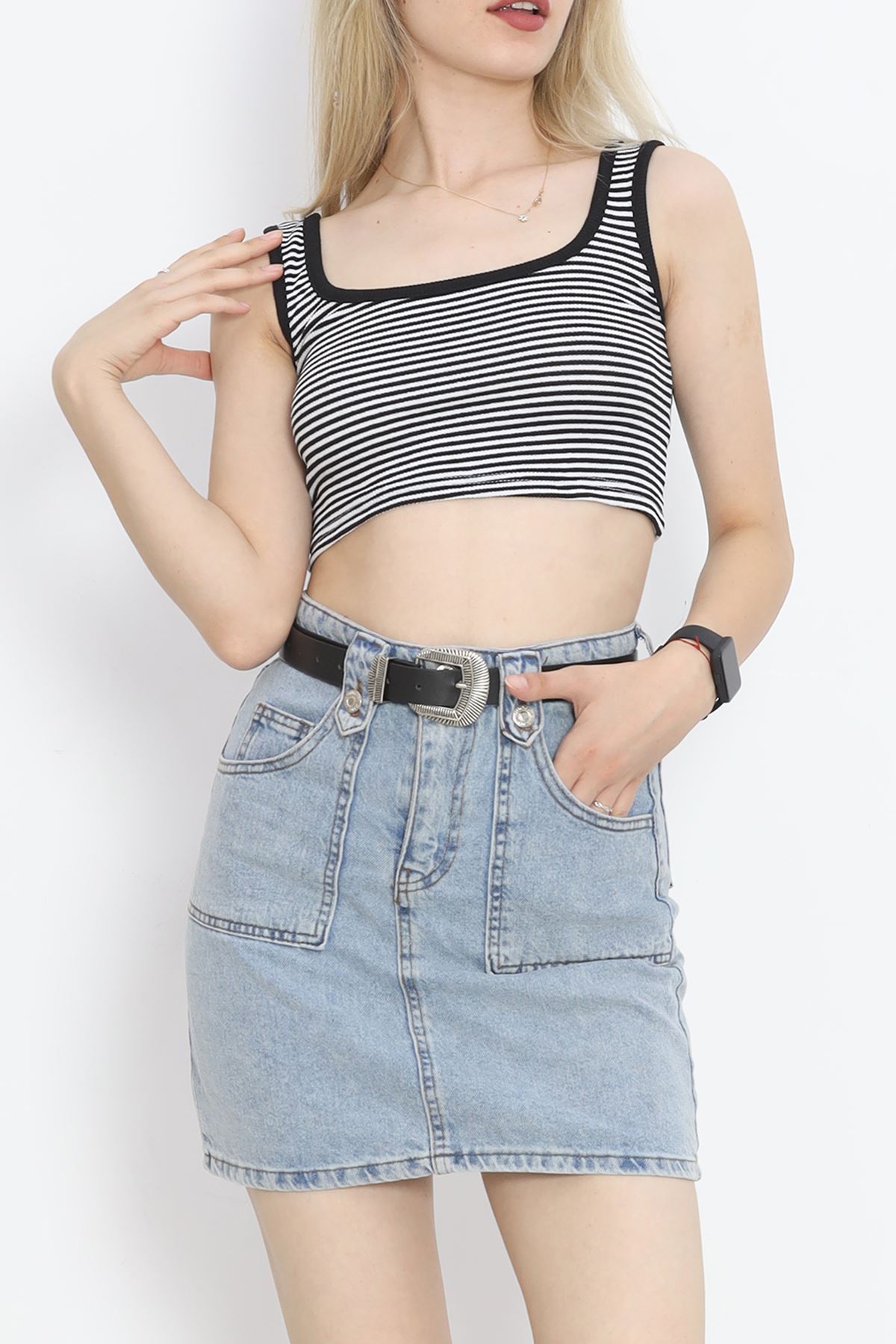 Thick Strap Crop Tank Black and White - 17398.1723.