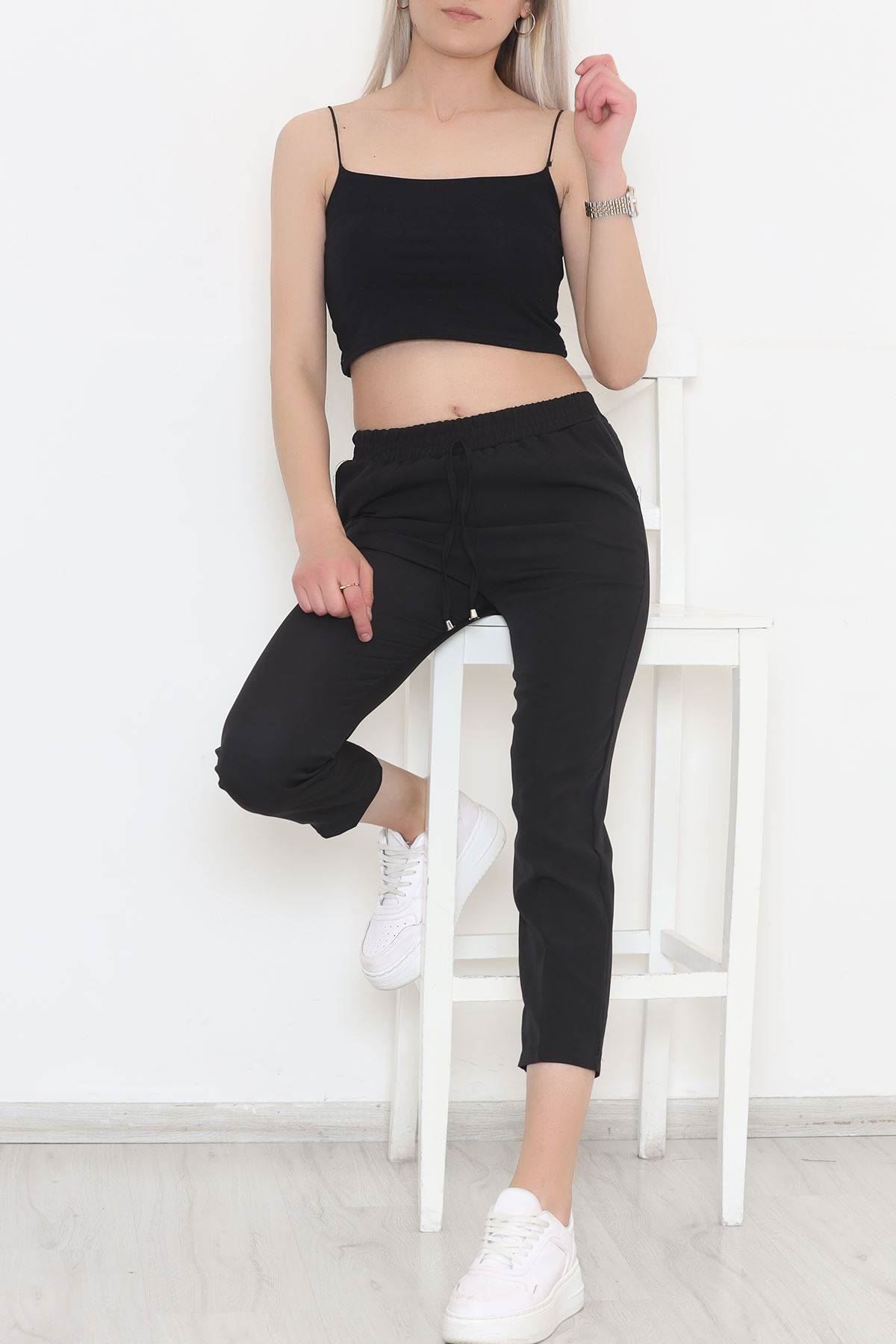 Elastic Waist Double Pants Black - 20918.683.