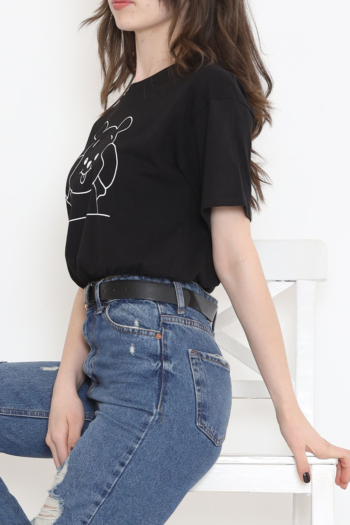 T-shirt with Elastic Waistband Black - 16541.1567.