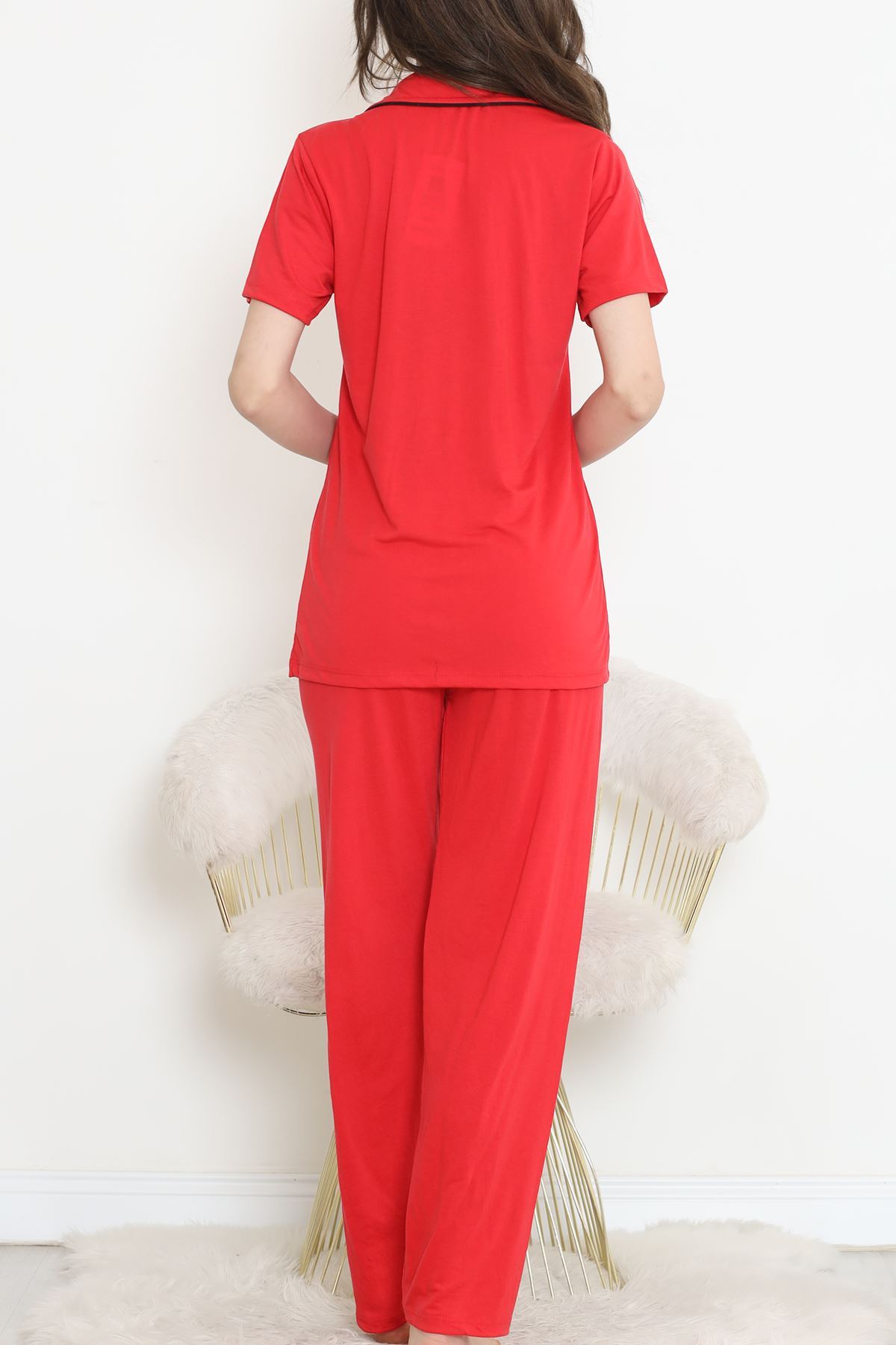 Short Sleeve Polyviscose Suit Red - 707.1287.