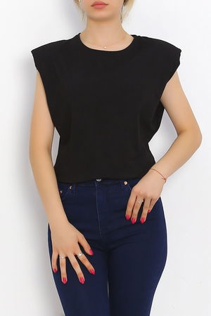 Sleeveless T-shirt with Wadding Black - 15874.1567.