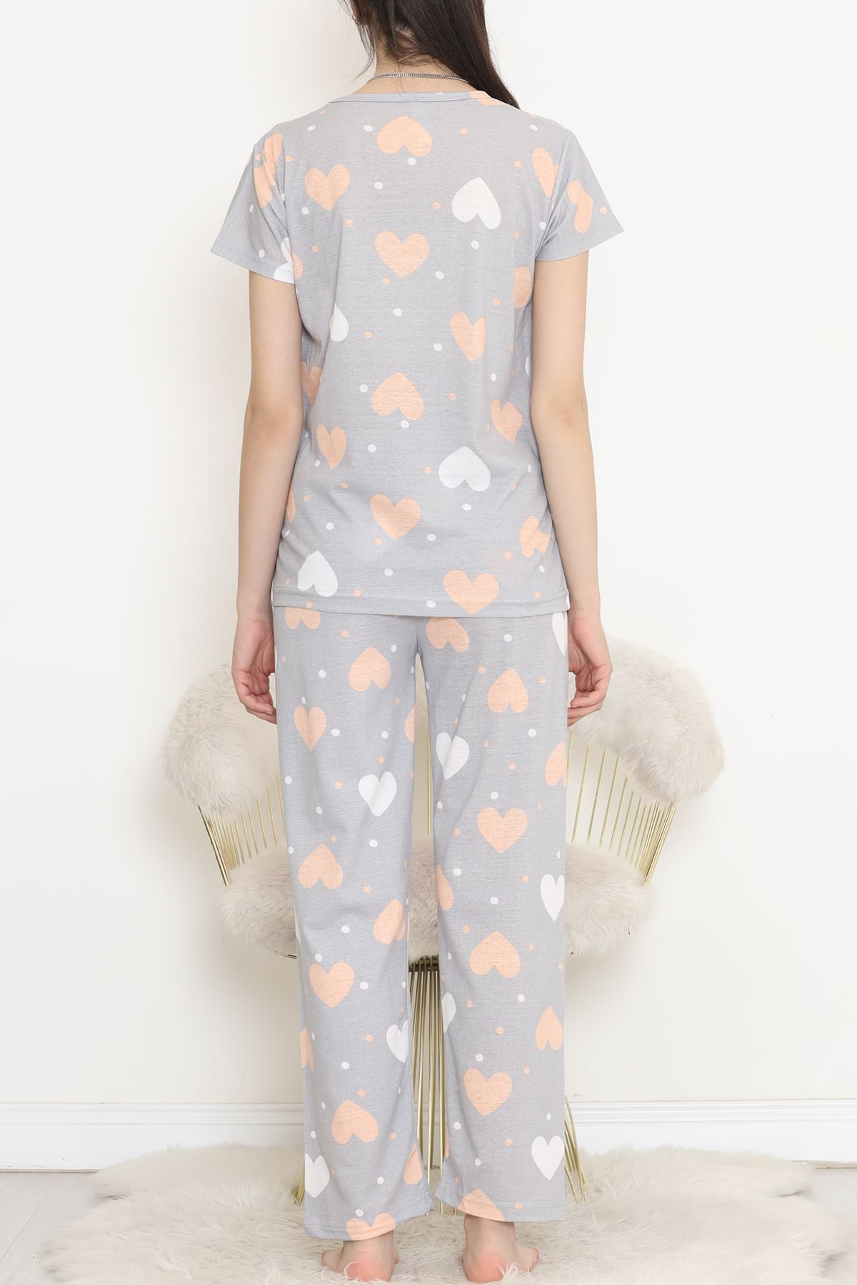 Patterned Pajama Set Gray Duvet - 130.1287.