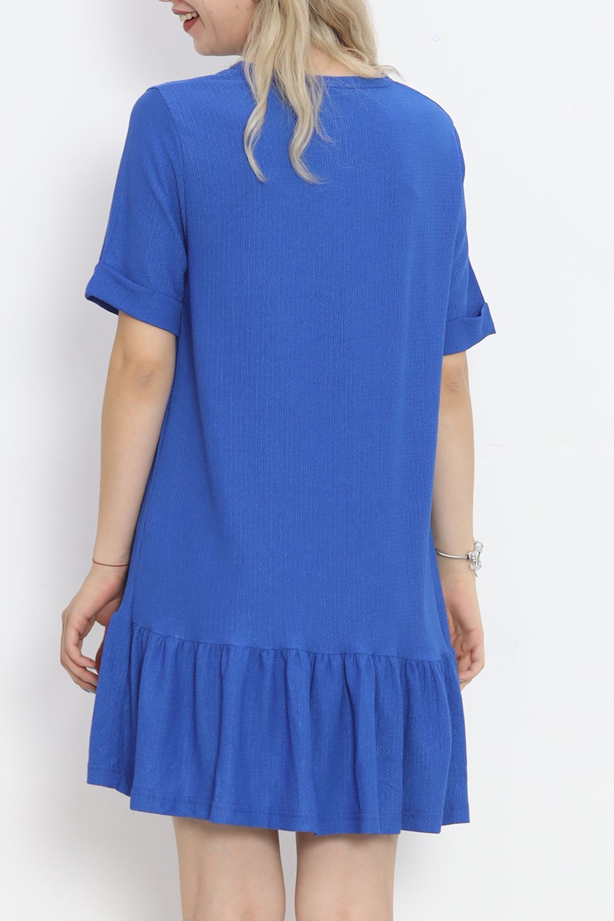 Short Sleeve Burümcük Dress Blue - 18877.1059.