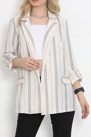 Linen Striped Jacket Eco-Green - 1024.1247.