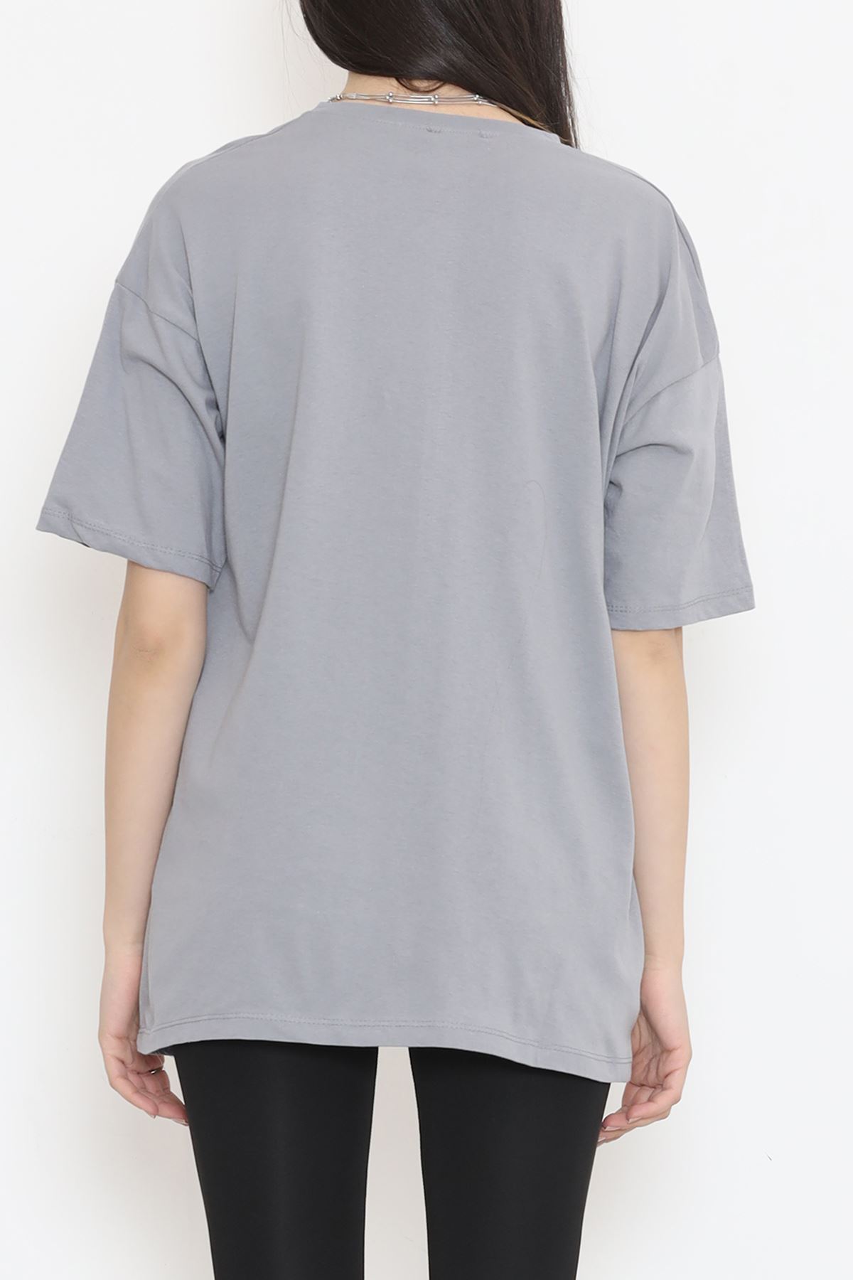 Printed Crew Neck T-Shirt Gray - 16498.1567.