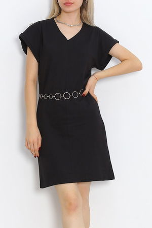 V Neck Suprem Dress Black - 15871.1567.