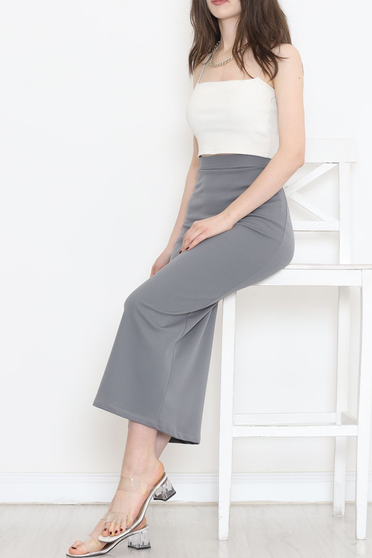 Scuba Fabric Pencil Skirt Gray - 20253.1778.