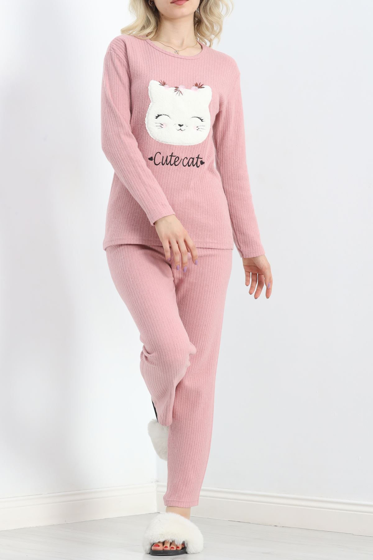 Nakışlı Fitilli Pijama Takımı Pembe - 19217.1048.