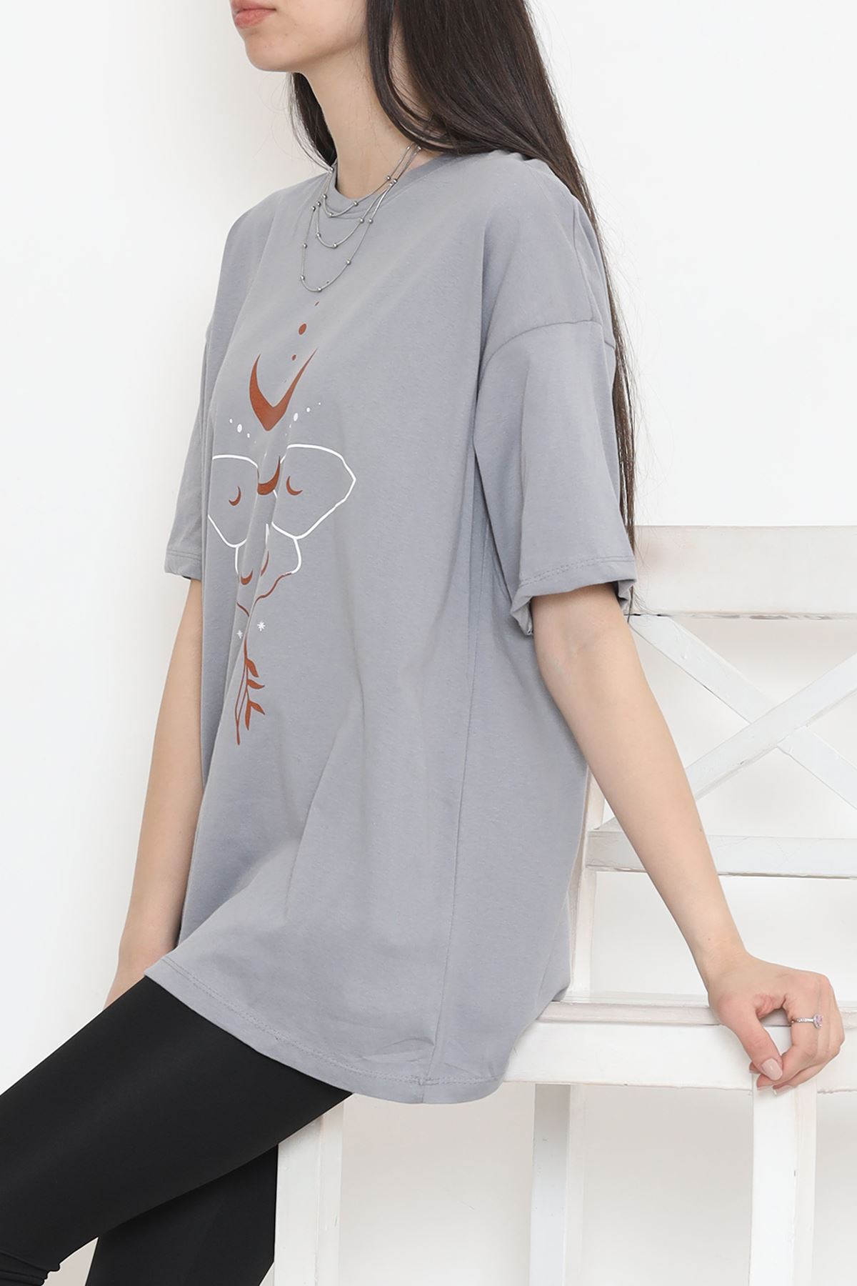 Printed Crew Neck T-Shirt Gray - 16498.1567.