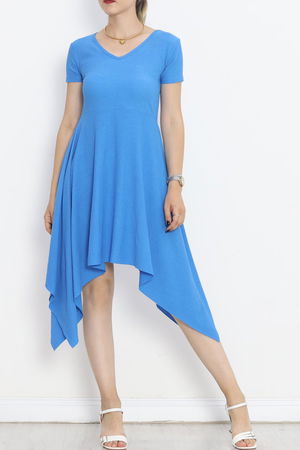 V Neck Dress Blue - 18728.701.