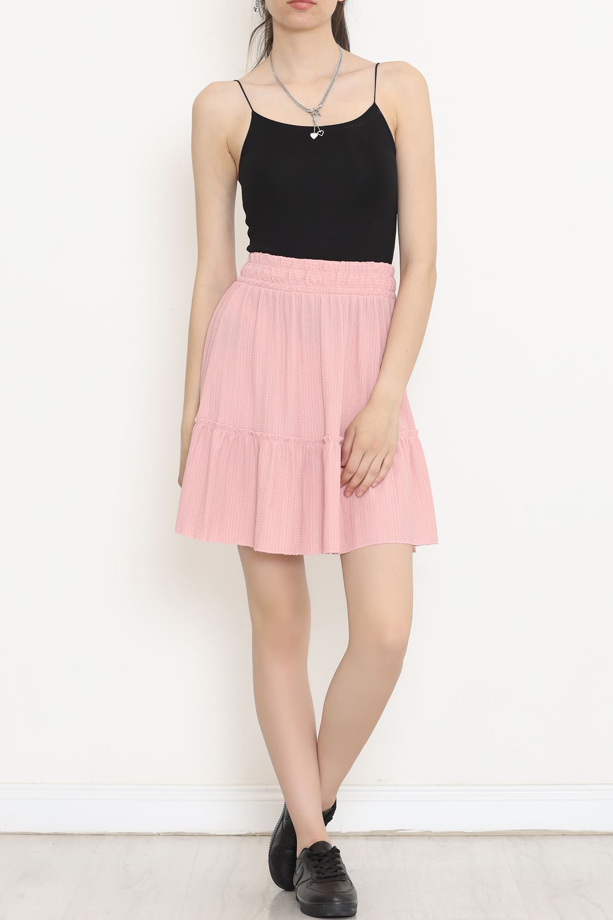 Pleated Ruffled Flared Skirt Rose Dry - 16559.631.