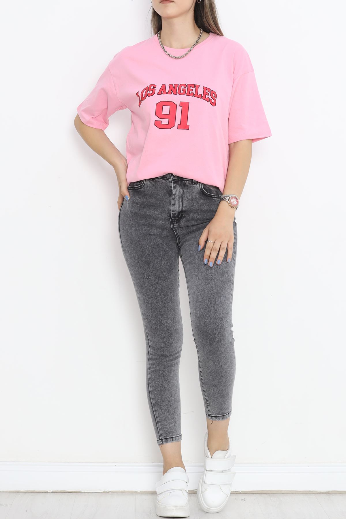 Printed Crew Neck T-shirt Pink - 16510.1567.