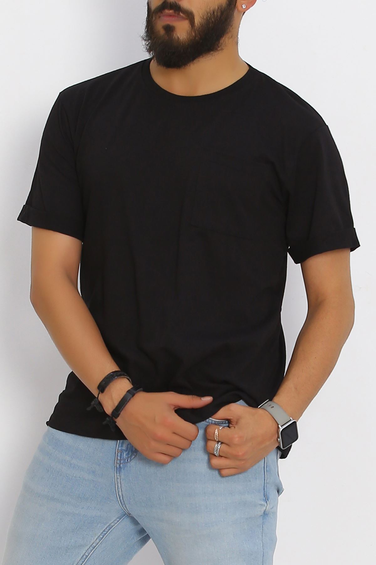 Men's T-shirt with Pockets Black - 20029.1567.