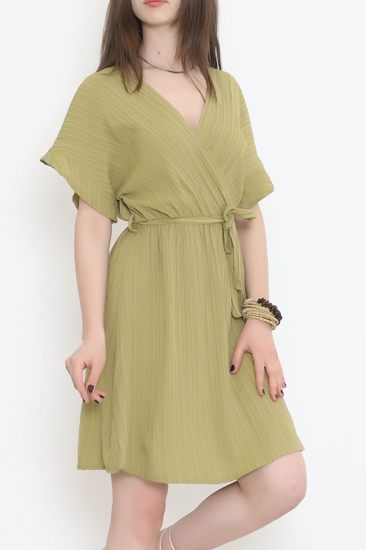 Double-breasted Collar Dress Green - 17368.701.