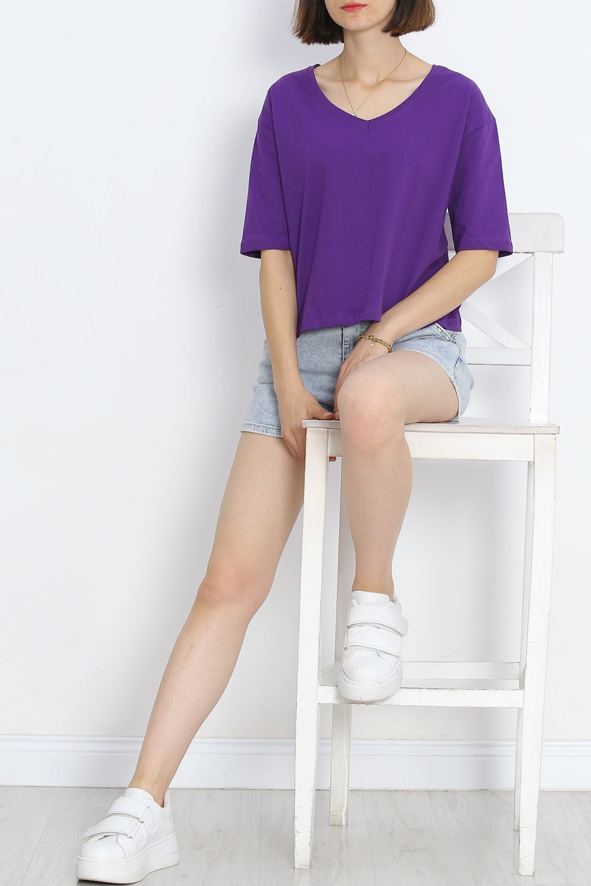 V-neck T-shirt Purple - 18912.1567.