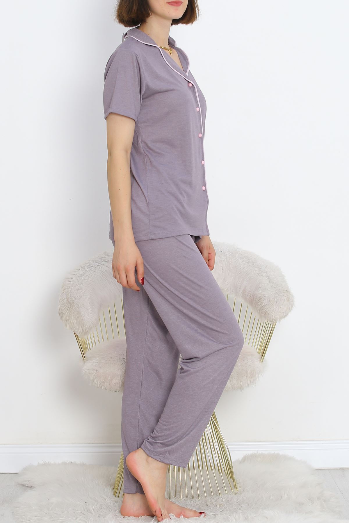 Short Sleeve Polyviscose Suit Mink - 707.1287.