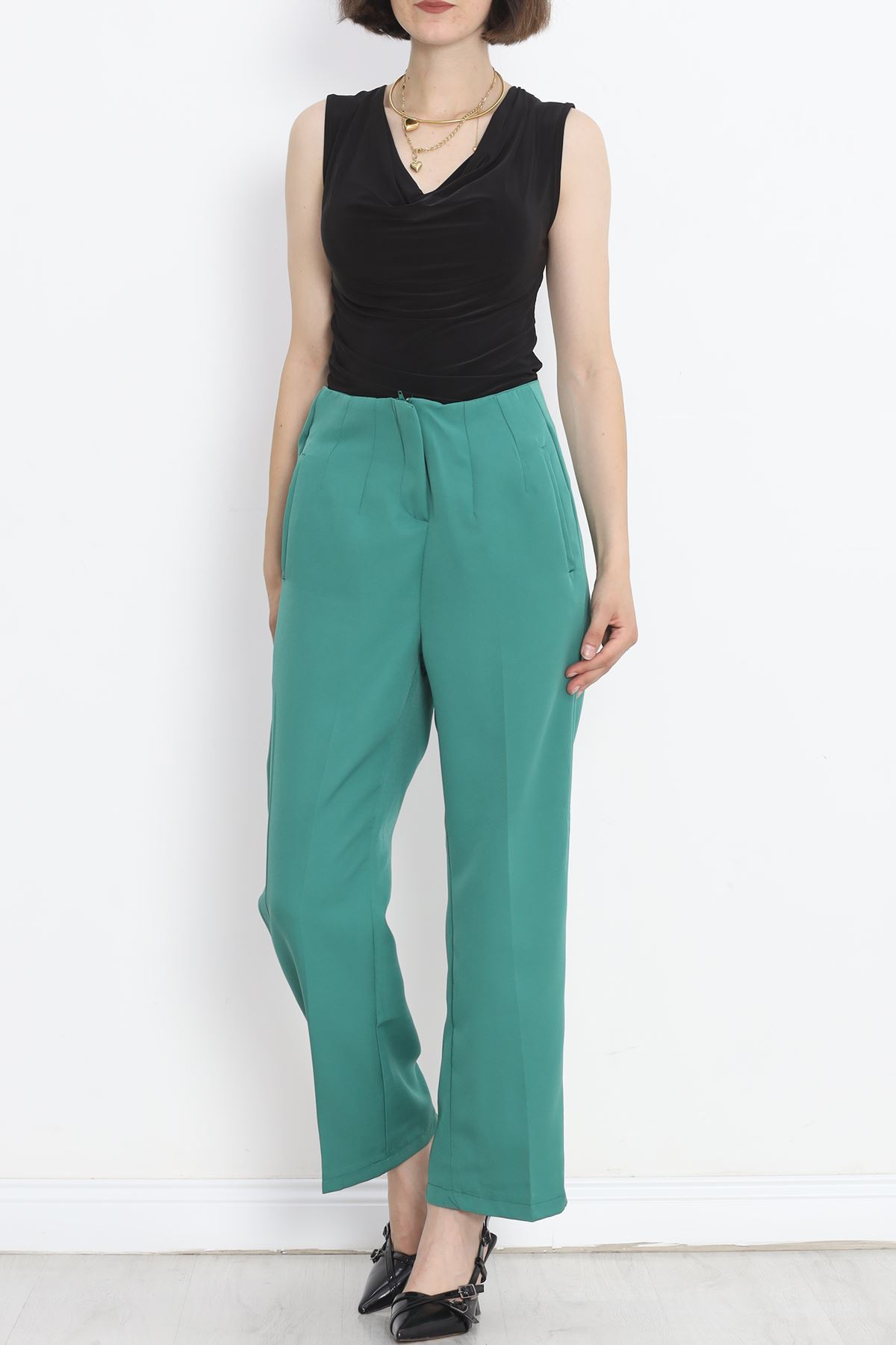 Pants with Waist Cuffs Dark Green - 20857.683.