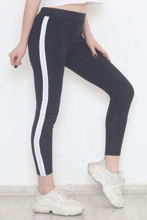 Single Stripe Ribbed Leggings Navy White - 10293.1567.