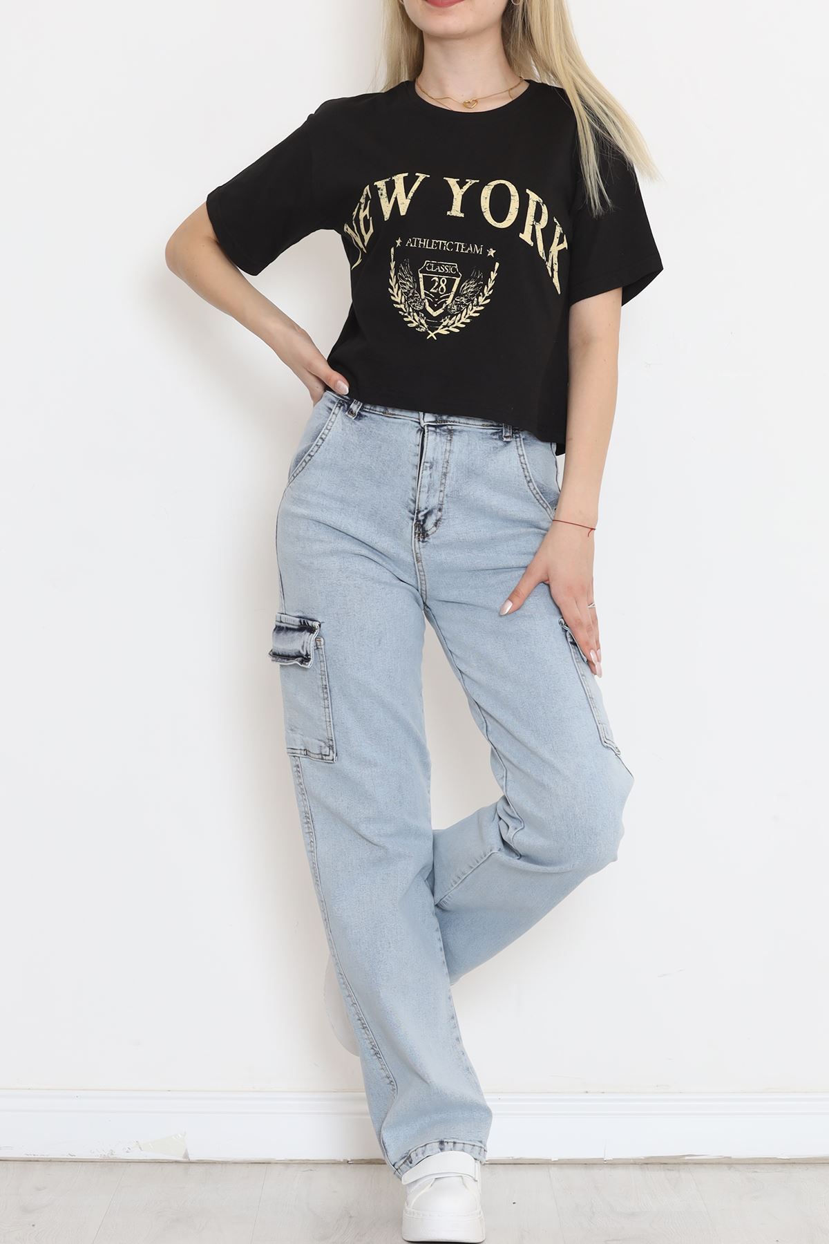 Printed Crop T-shirt Black - 16471.1567.