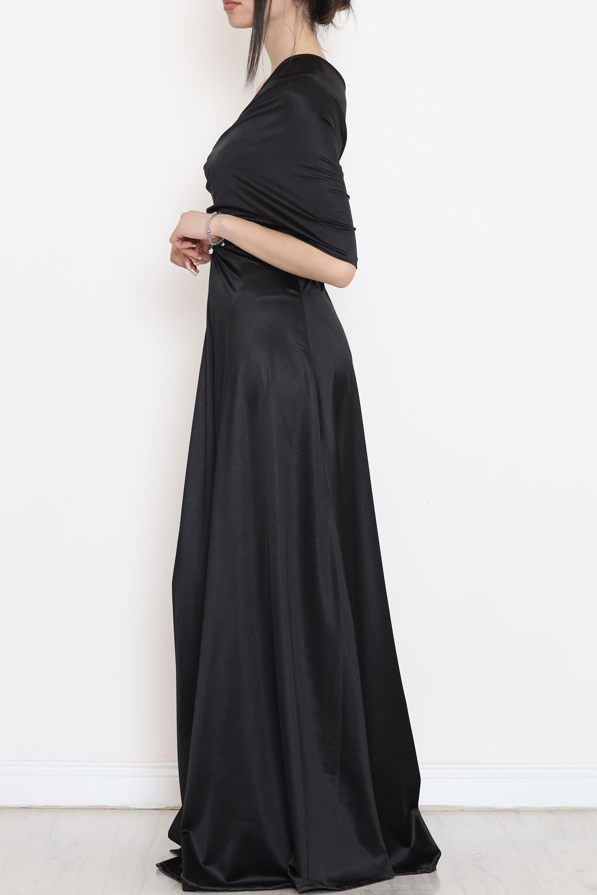 Long Satin Dress Black - 582227.1592.