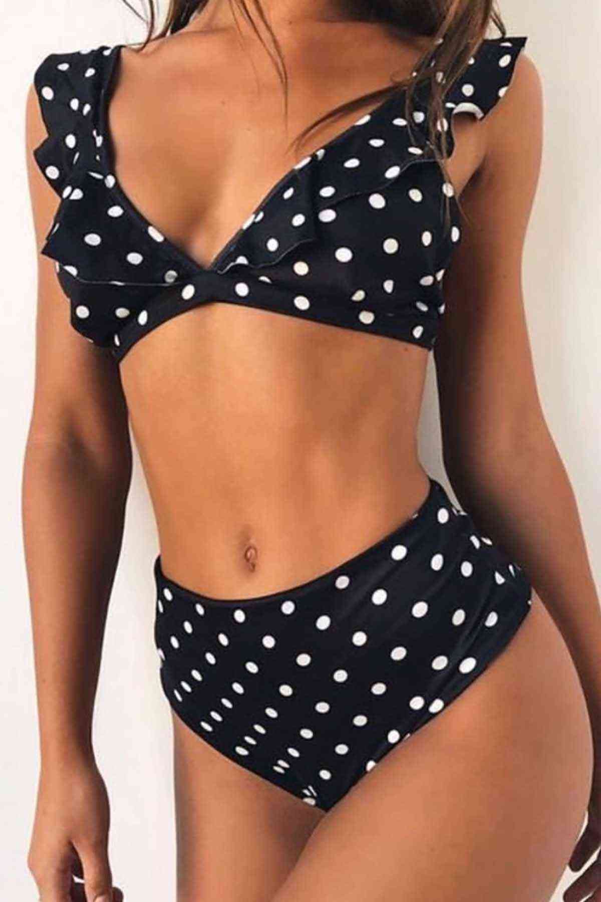 Polka Dot Bikini Set Black - 10060.1834.