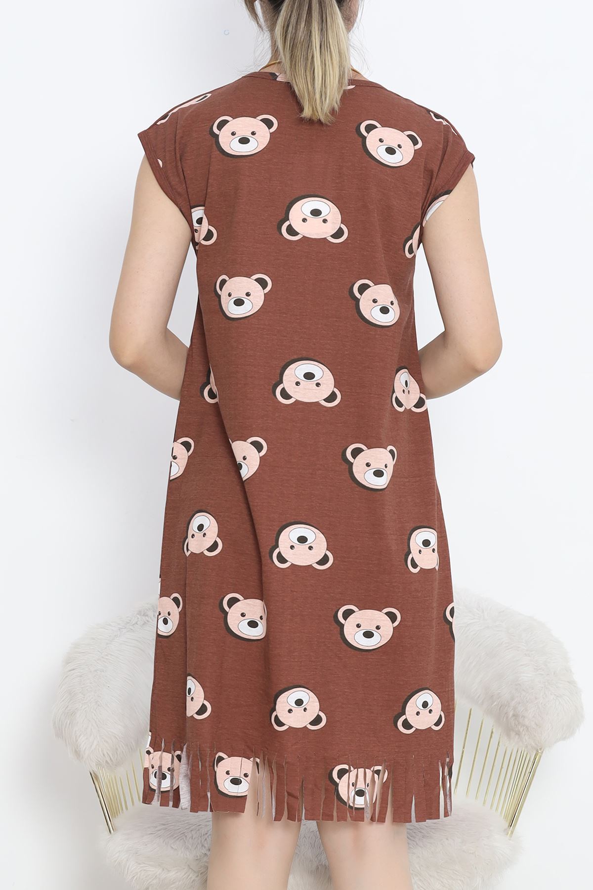 Printed Rotation Tasseled Dress Dark Brown - 263.1287.