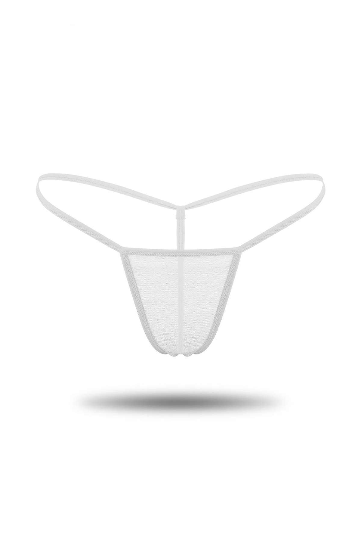 Tulle Thong Panties White - 1161.1364.