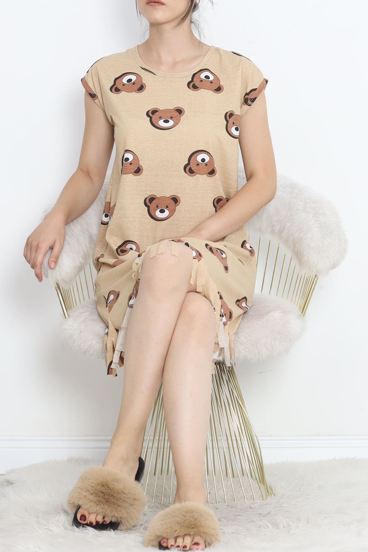 Printed Rotation Tasseled Dress Coffee - 263.1287.