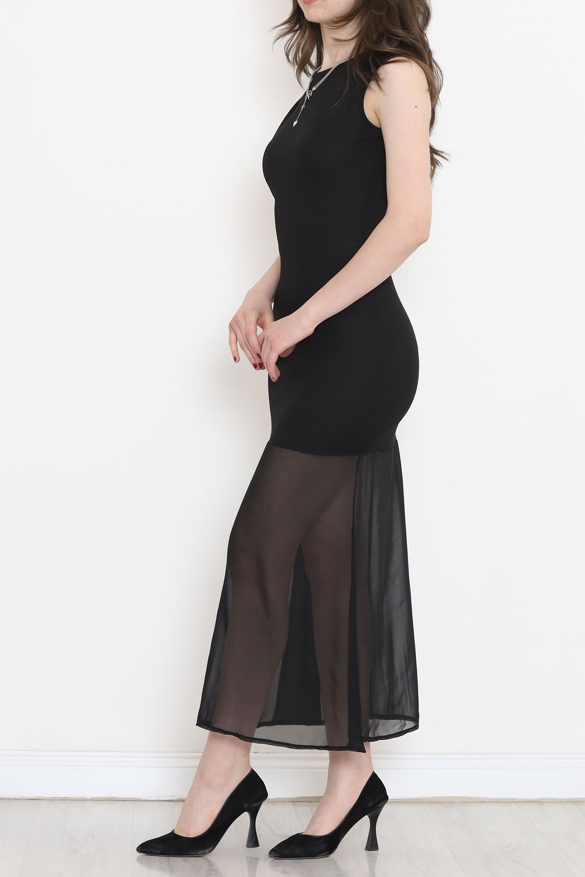 Dress with Tulle Hem Black - 16674.631.