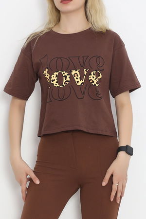 Printed Crop T-shirt Coffee - 16483.1567.