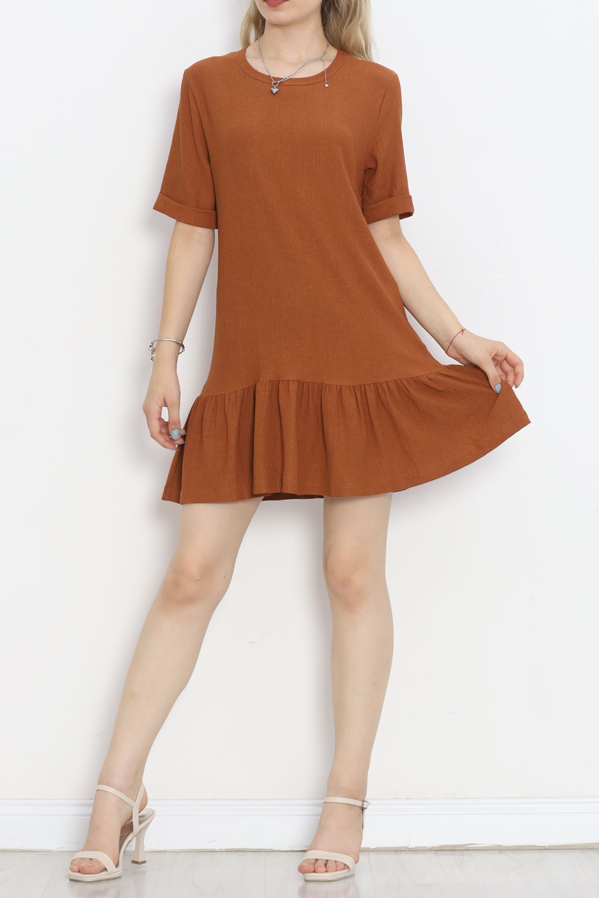 Short Sleeve Burümcük Dress Cinnamon - 18877.1059.