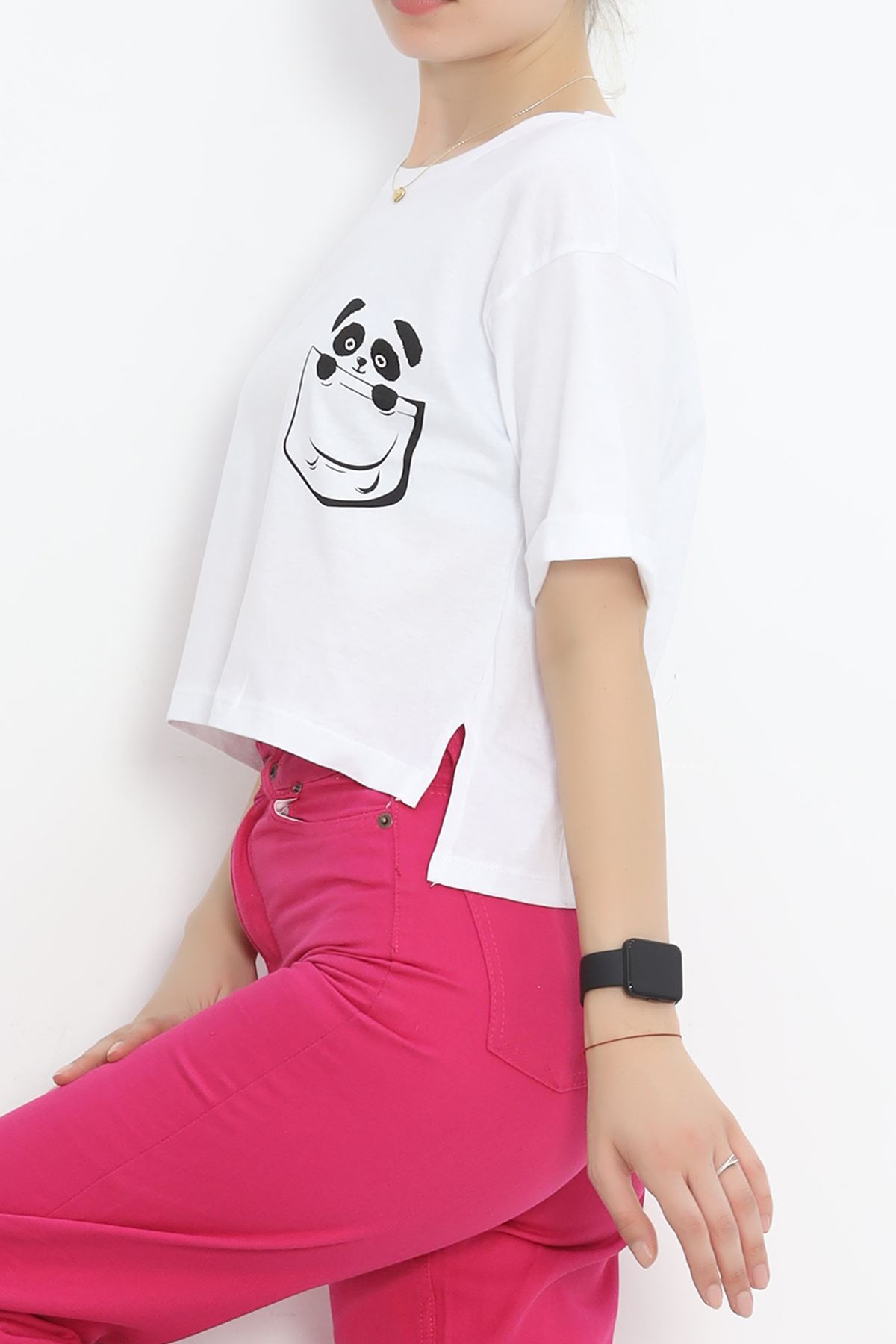 Printed Crop T-shirt White - 16487.1567.